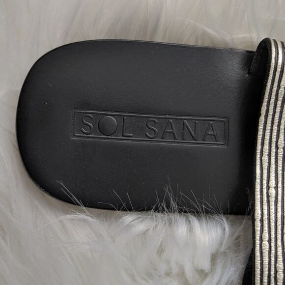 Anthropologie SOL Sana Gold Black Slide Sandal 8.5 - Picture 7 of 9
